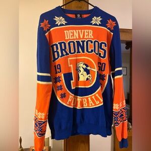 NFL Denver Broncos Blue and Orange Crewneck Sweater